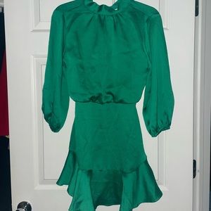 Vici Dolls Collection Call Me Angel Satin Textured dress. Small emerald green